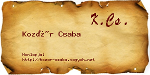 Kozár Csaba névjegykártya